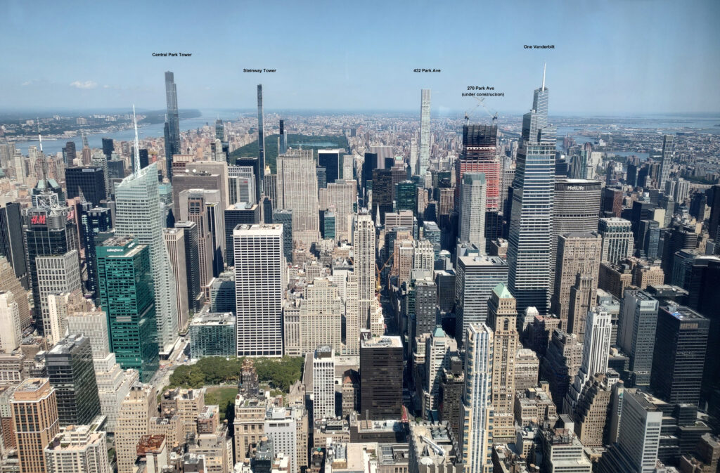 Midtown Manhattan in September 2023 looking north from the Empire State Building 102nd floor World Sensorium Conservancy