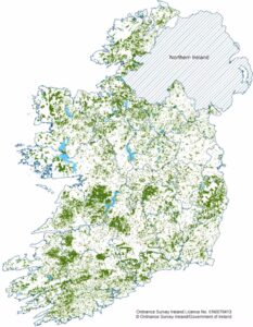 Shaded map of Ireland