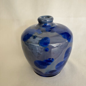 Vintage Small Hand-made Art Porcelain Grey-Blue Modeled Glaze Vase