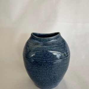 Vintage Small Art Ceramic Vase with Grey-Blue Glaze
