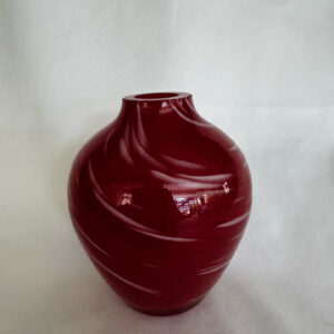 Vintage Hand-blown Glass Bud Vase, Red with Off-White Wisps