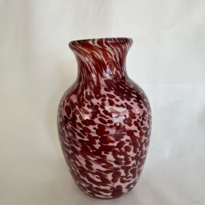 Vintage Hand-blown Glass Bud Vase, Red-Pink spots